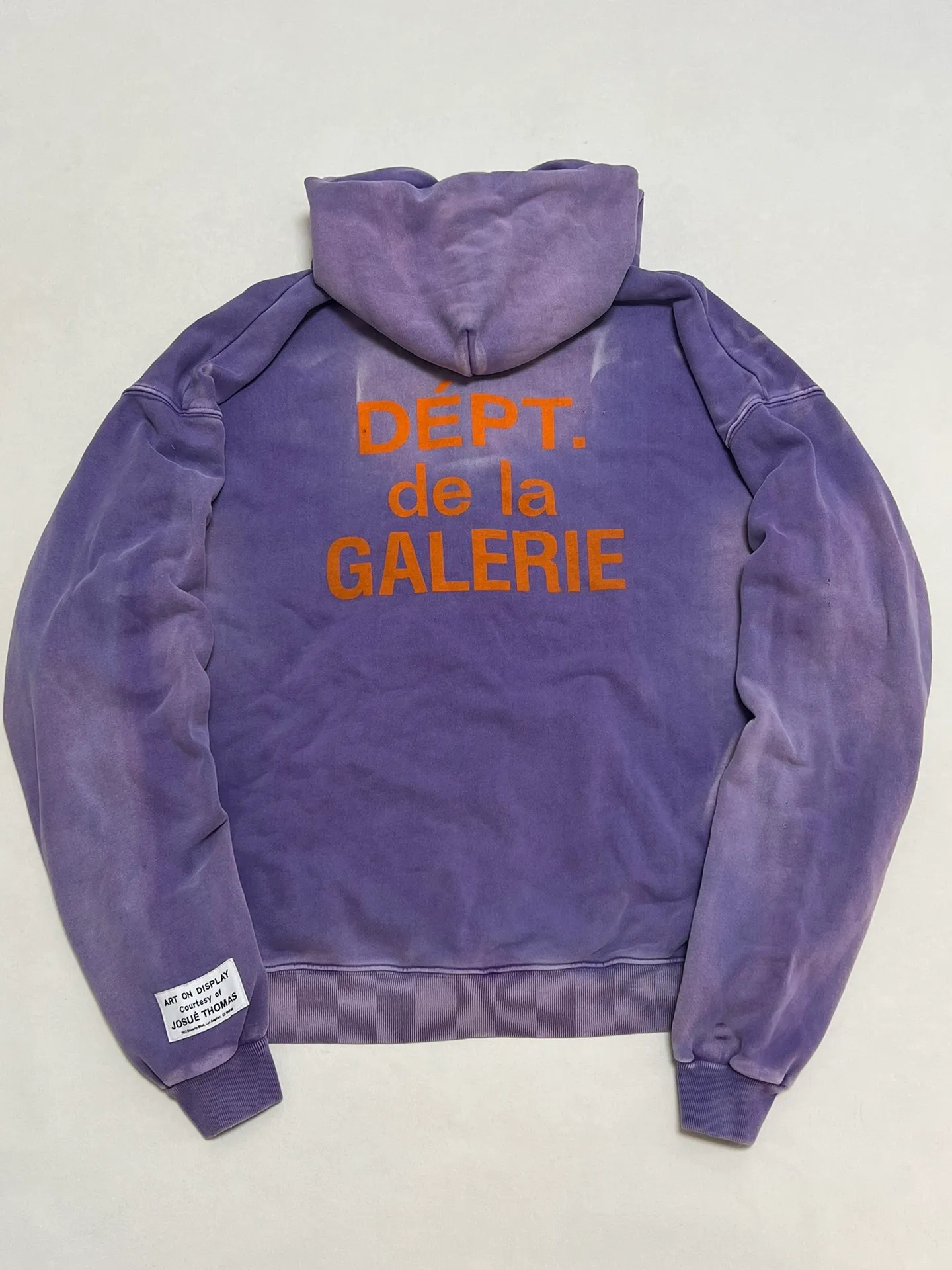 The same style as the owner GALLERY DEPT. FRENCH ZIP HOODIE water corrugated French zipper hole hoodie, sun washed purple, washed purple S-XL, ready-to-wear dyeing, hand-stitched and heavy-weighted, faded, super-heavy washing, hand-hanging holes, bone edges turned white, molded and customized with G LOGO zipper